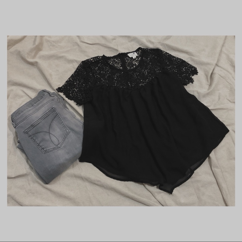 LA Hearts Lacey Topped Blouse